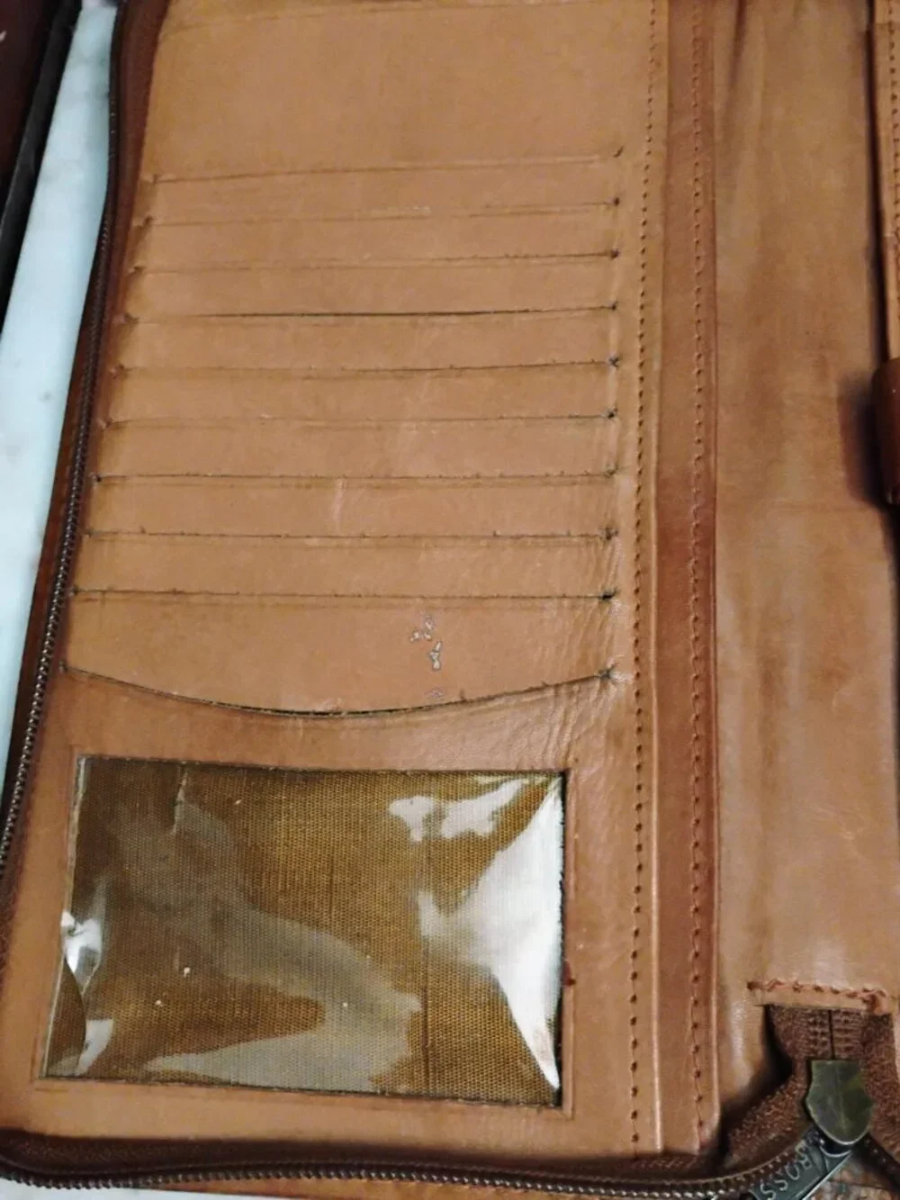 Men's Vintage Leather Travel Passport Holder and matching Small Wallet